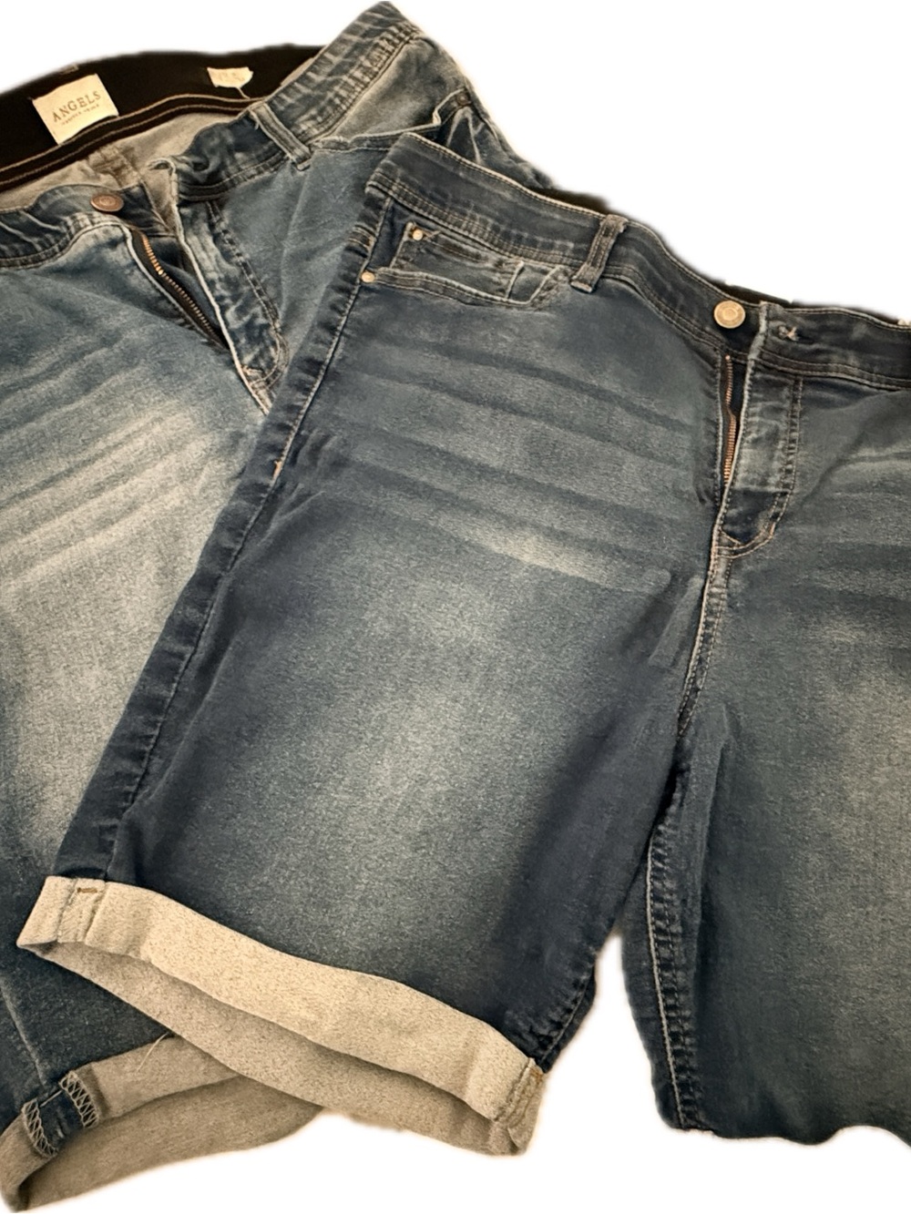 Angels Jeans Women's Blue Denim Shorts - Rolled Hem Casual - 2 Pairs